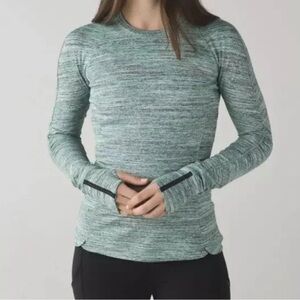 LULULEMON Space Dye Camo Forage Green Black Runderful Long Sleeve Top Sz 6